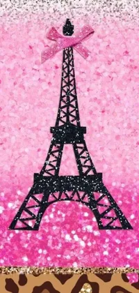 This phone live wallpaper presents a mesmerizing image of the Eiffel Tower against a lovely pink glitter backdrop