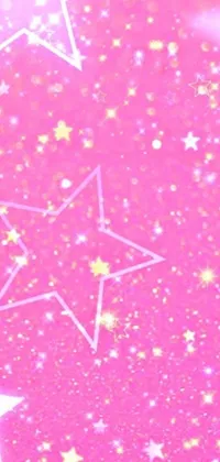 This phone live wallpaper showcases a mesmerizing depiction of stars against a soft pink background