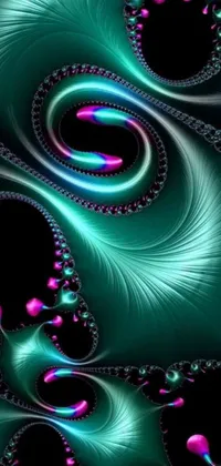 This live wallpaper features a multi-layered computer-generated image with flowing teal-colored silk, vivid tentacles, and swirling patterns