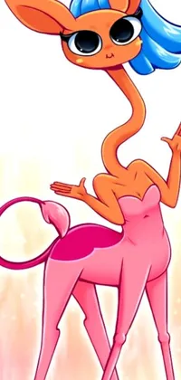 Inspired by artistic styles, this dynamic phone live wallpaper offers a charming and colorful display of a cartoon cat sitting atop a pink feline