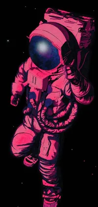 This space-themed phone live wallpaper brings an astronaut's weightless floating amongst a backdrop of glistening stars to your device