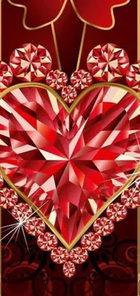 Add a touch of luxury to your phone with this stunning heart-shaped diamond live wallpaper