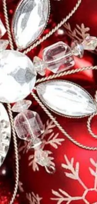 Get into the holiday spirit with this stunning red Christmas ornament live wallpaper for phone