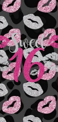 Get this bold and extravagant phone live wallpaper with a black background that features pink and silver lips, an eye-catching poster art with a festive birthday party theme, and amazing background art