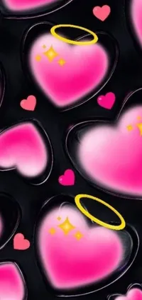 Bring some romance to your phone screen with a stunning live wallpaper featuring pink hearts, gold rings, an angel and bubbles floating upwards