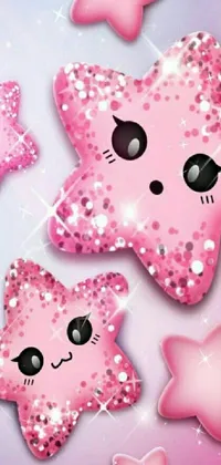 Enjoy a stunning phone live wallpaper featuring two adorable pink stars on a soft pastel background