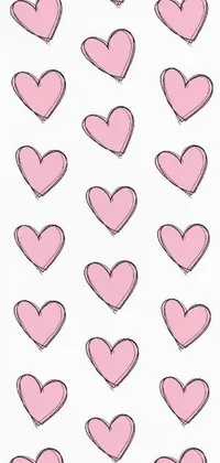This minimalist phone live wallpaper boasts a charming and whimsical design featuring a bunch of pink hearts