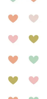 Looking for a live wallpaper to jazz up your phone screen? Look no further than this trendy Heart Pattern Live Wallpaper! With a clean white background and a repeating pattern of abstract hearts in pink, white, and green, this wallpaper has a feminine and refreshing vibe that's sure to impress