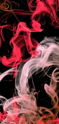 This live wallpaper for your phone showcases a close-up photo featuring wispy, dancing smoke set against a black background