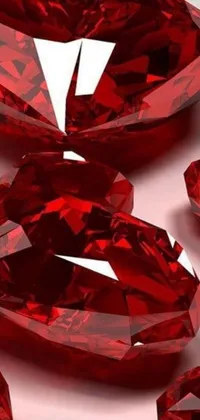 This live phone wallpaper showcases an artwork of red diamonds layered on top of each other in a luxurious blend of shades