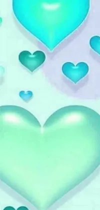 Looking for a charming live wallpaper for your phone? Check out this lovely design featuring blue hearts floating on a turquoise background! This dynamic wallpaper will bring a romantic touch to your phone, as the hearts move and sway with your device's movements