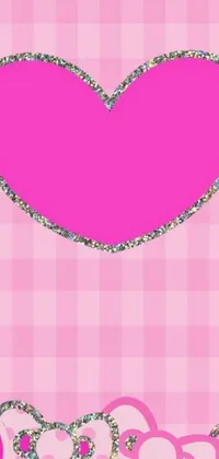 Add a touch of sweetness to your phone's background with this Pink Heart and Checkered Background live wallpaper