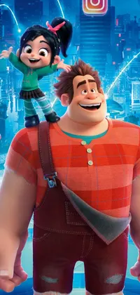 This phone live wallpaper features an iconic scene from the popular movie "Wreck-It Ralph"