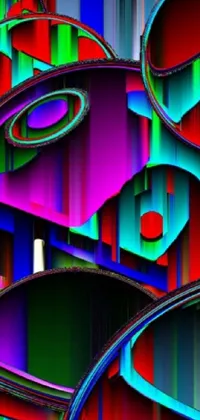 This phone live wallpaper boasts a mesmerizing image of a wall covered in colorful circles, rendered using raytracing and generative art techniques