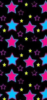 Inspired by psychedelic art of the 60s and 70s, this live wallpaper features a mesmerizing pattern of colorful stars on a deep black background