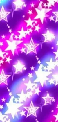 This live wallpaper features a playful and vibrant design of stars on a purple backdrop