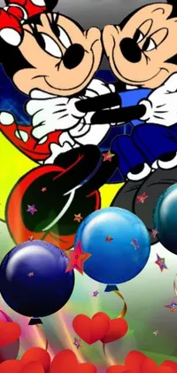 Make your phone screen more magical with this animated wallpaper featuring a classic cartoon character surrounded by balloons and stars
