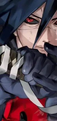 This phone live wallpaper features a close-up of a menacing figure holding a knife in a battle pose