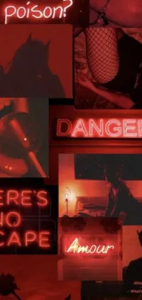 Neon sign collage phone live wallpaper with dangerous 'No Escape' album cover design