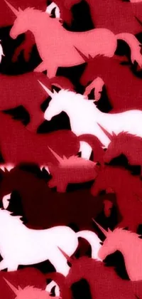 This live wallpaper features a group of horses running across a field with a gradient dark red background