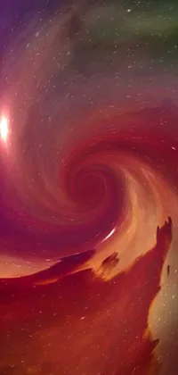 This live wallpaper features a stunning spiral in the sky, surrounded by a red nebula