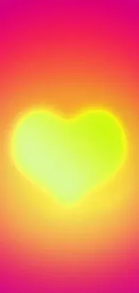 This phone live wallpaper features a heart-shaped object on a gradient background in pink and yellow hues