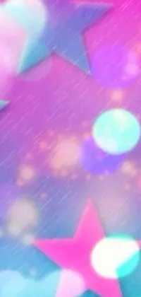 This live wallpaper features a stunning pink and blue background adorned with stars and hearts