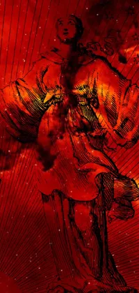 This dynamic live wallpaper for your phone features a menacing demon on a vibrant red background