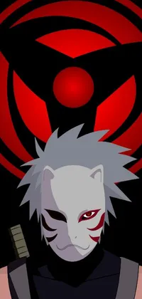 This live phone wallpaper features a vector art style close-up of an anthropomorphic cat ninja with an evil expression on their face