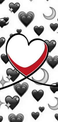 This live wallpaper for your phone boasts a stunning design that features a vivid, red heart resting atop a black and white backdrop
