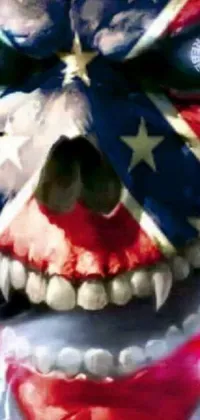 This live wallpaper features a detailed close-up of a human skull with an airbrushed confederate flag