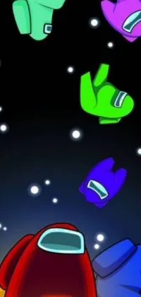 This live phone wallpaper features visually appealing flying gloves against a vibrant space background with homestar runner adding a playful element