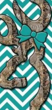 This captivating phone live wallpaper showcases a stunning deer adorned with a bow perched upon a chevron background