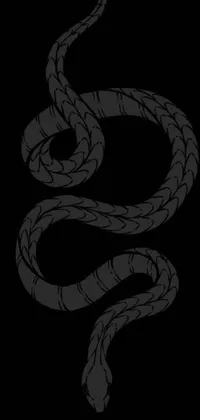 This phone live wallpaper features a stunning black and white snake against a sleek black background
