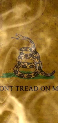This dynamic live phone wallpaper features a vivid "Don't Tread on Me" sign with a bold black-and-yellow color scheme