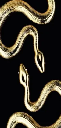 This live wallpaper features a black background with a surreal gold snake design that adds a luxurious touch to your device's display