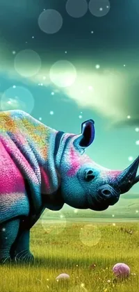 Rhinoceros Vertebrate Light Live Wallpaper