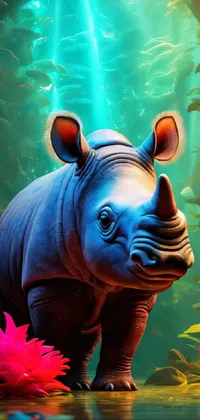 Rhinoceros Water Vertebrate Live Wallpaper
