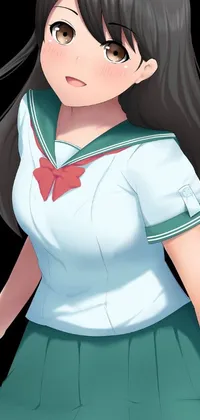 This live wallpaper features a young female anime character wearing a school uniform, holding a tennis racquet