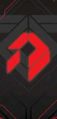 This phone live wallpaper features a red and black logo with a high polycount and a pentagon shape on a black background