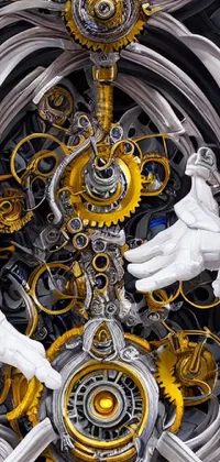 This phone live wallpaper features a stunning close-up of a clock with detailed and intricate machinery