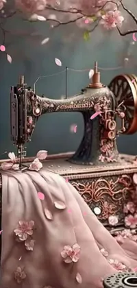 Sewing Machine Purple Textile Live Wallpaper