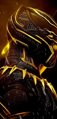 This live wallpaper for your phone showcases a stunning digital illustration of a helmet with black panther features created by a talented artist