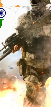 Shooter Game Military Person Machine Gun Live Wallpaper