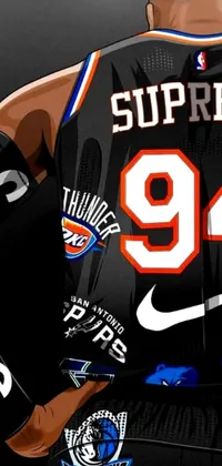 This phone live wallpaper features a highly-detailed digital rendering of a man wearing a jersey with the number 94