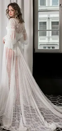 Shoulder Window Wedding Dress Live Wallpaper