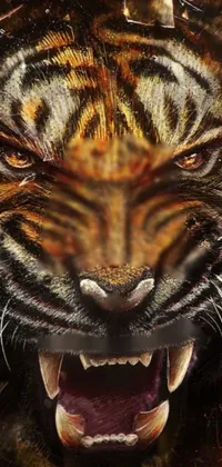 Close Up Portraits of roaring Bengal Tiger. Digital artwork Stock  Illustration, bengal tiger