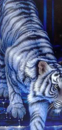 Feast your eyes on the stunning white tiger live wallpaper, an airbrush painting that'll leave you captivated