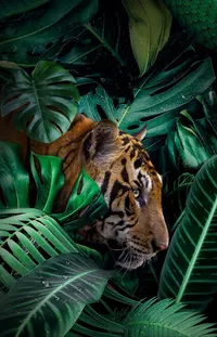 Siberian Tiger Green Plant Live Wallpaper