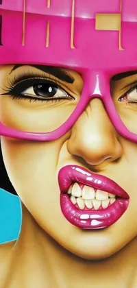 Get hooked on this stunning live wallpaper for your phone featuring a pop art painting of a woman in pink glasses